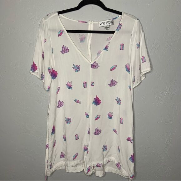 Sz Small Wildfox White Neon Purple Crystal Romper - Picture 2 of 12